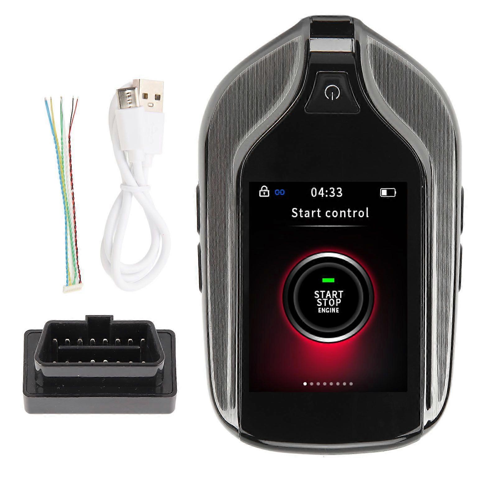 Universal LCD Touch Screen Smart Key Keyless Entry Remote, Aluminum Alloy, Compatible with One Button Start Vehicles, Auto Lock & Unlock, Anti-Loss