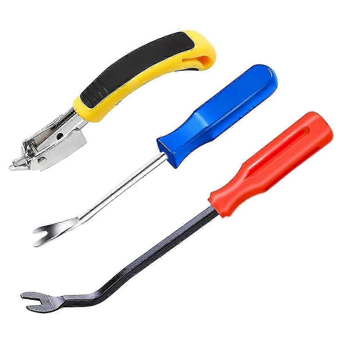 3-Piece Tack Puller Tool, Staple Remover for Nails and Staples, Anti-Slip Handle, Metal, for Upholstery Furniture and Flooring