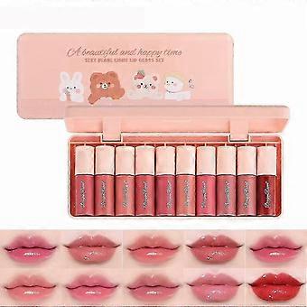 10 Cores Lip Tint Stain Set, Tint Stain Plumping Mini Batom Líquido, Acabamento aquoso Lip Tint Mancha Lip Gloss, Multi-uso Lip Tint E Bochecha Tint