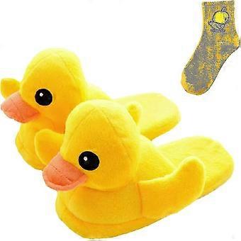 Eend pantoffels voor vrouwen, Eend pantoffels die kwaken als je loopt, Badeend pantoffels, Cartoon pantoffels, Winter Slippersd