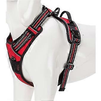 Reflective Dog Harness Adjustable Discourage Pulling Pet Vest Durable Nylon Car Tlh5651 (red, L)