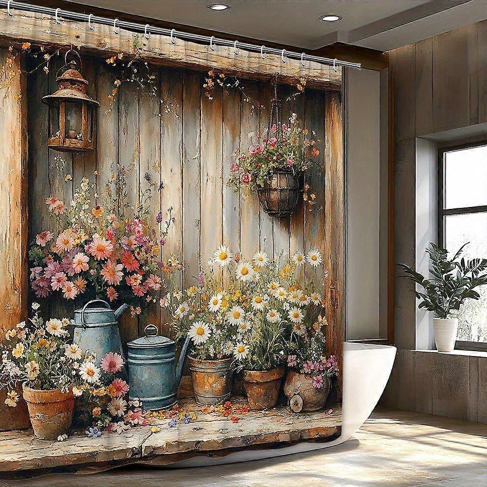 Rustic Floral Garden Polyester Waterproof Shower Curtain