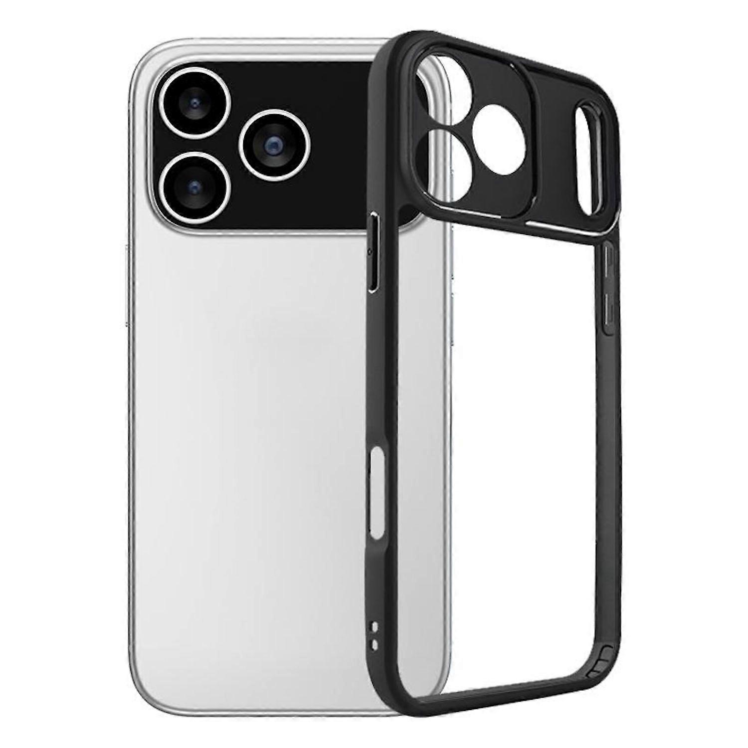 For Apple iPhone 17 Pro Frosted TPU + Transparent PC Hybrid Phone Case Black