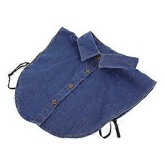 Worgeous Women'S Denim Detachable Collar Shirt Stylish Dickey Half Blouse With Fake Collar And Cowboy Element