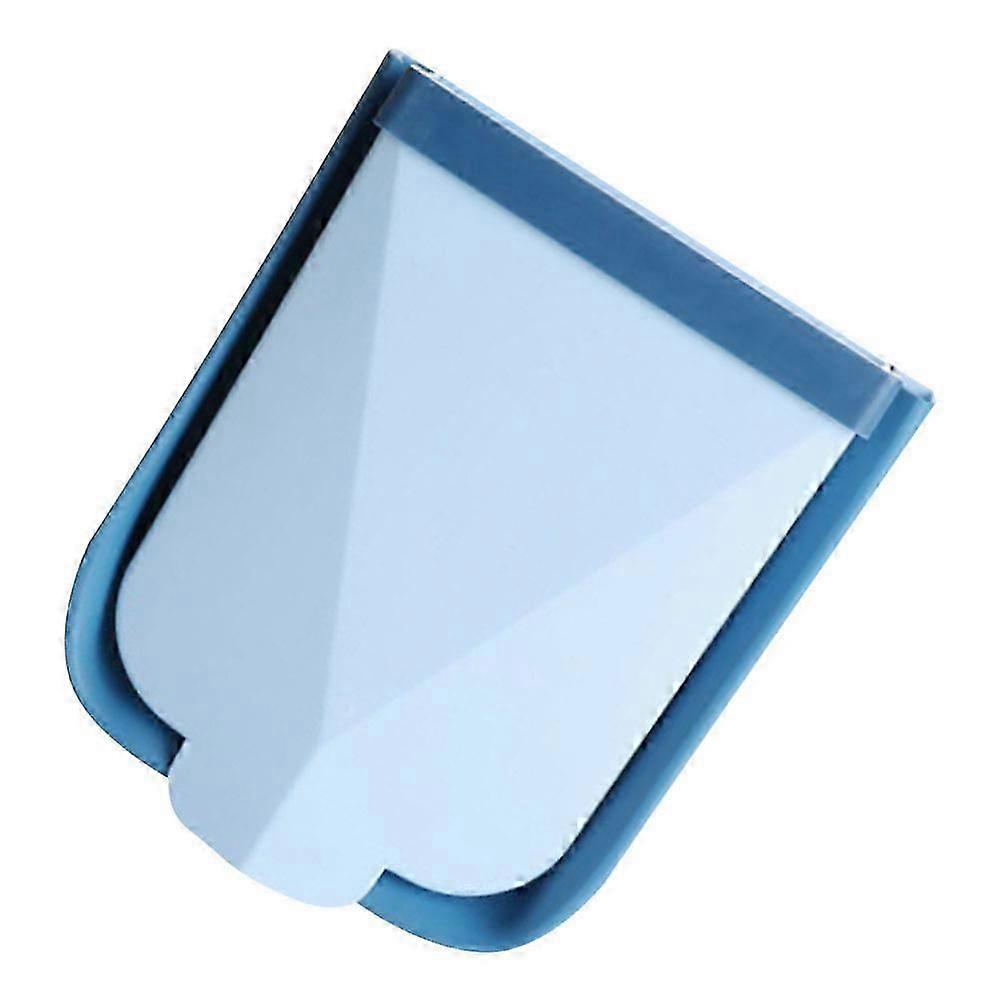 Folding Wall Mounted Trash Can for Storage Use Blue Garbage Container