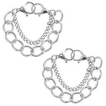 2Pcs Silver Metal Punk Style Decorative Chains for Shoe DIY Accessories