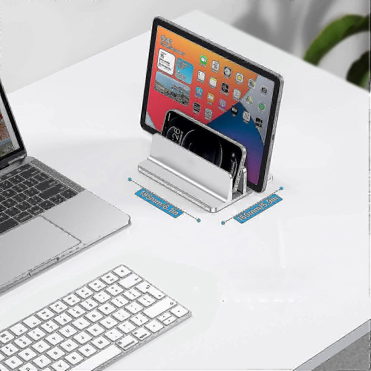 Adjustable Laptop Stand Dual Vertical Mount Space Saving,L