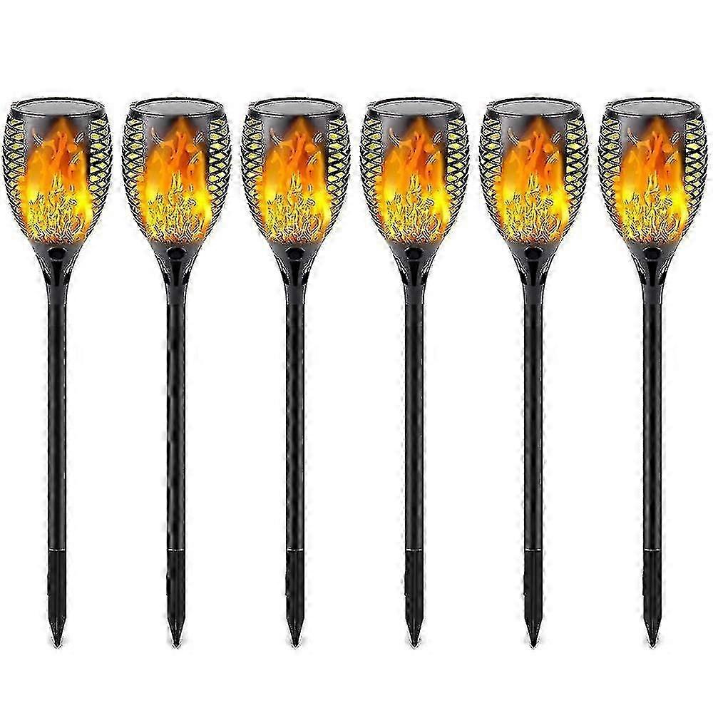 Solar flame decorative lights, six-piece set, with automatic switch and flickering flames