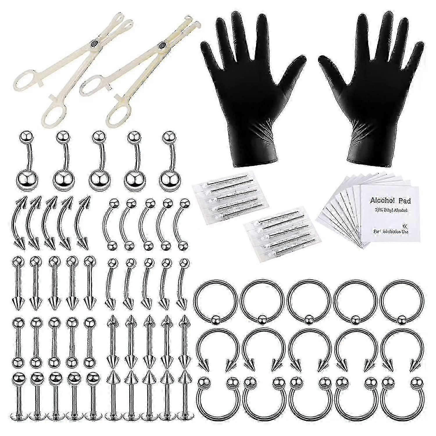 Professionellt piercingkit - Piercingnålar i stål ingår