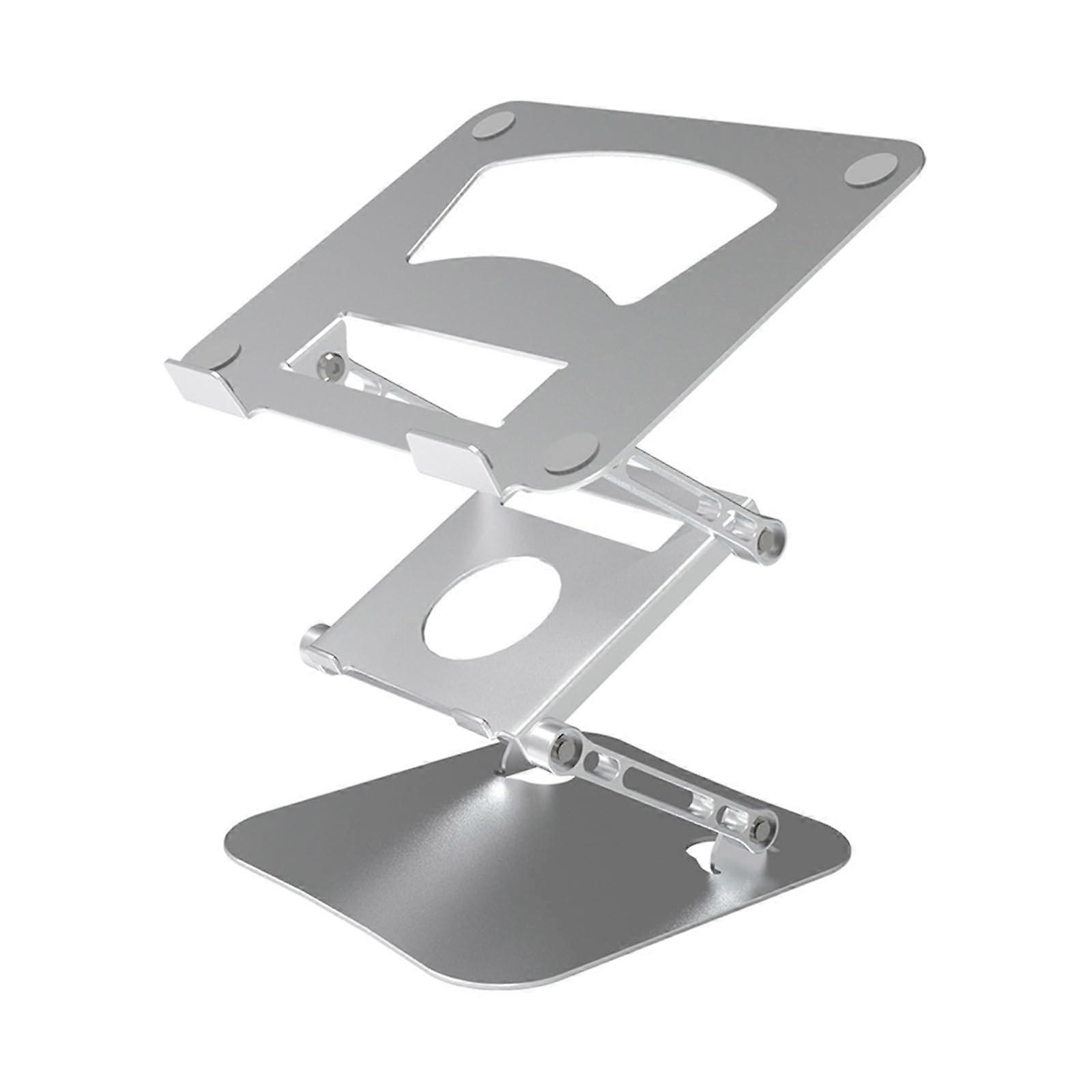 Laptop Stand Adjustable Height Foldable Metal Riser Holder for Desk Notebook Tablet Silver Finish
