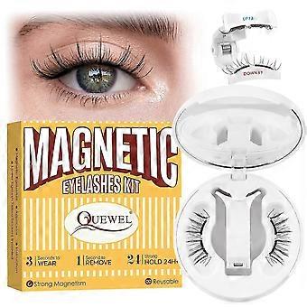 1 Pair Reusable No-Glue Magnetic Cat Eye Lashes with Applicator, Natural Easy-Wear Magnetic Lash Kit-xxy