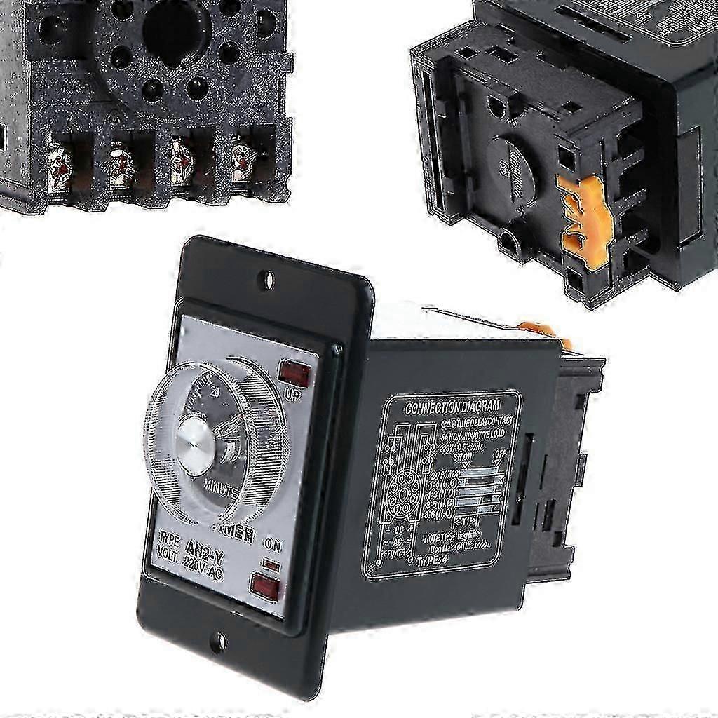 AH2-Y Power On Delay Timer with Socket Base, AC 220V, DIN Rail Mount