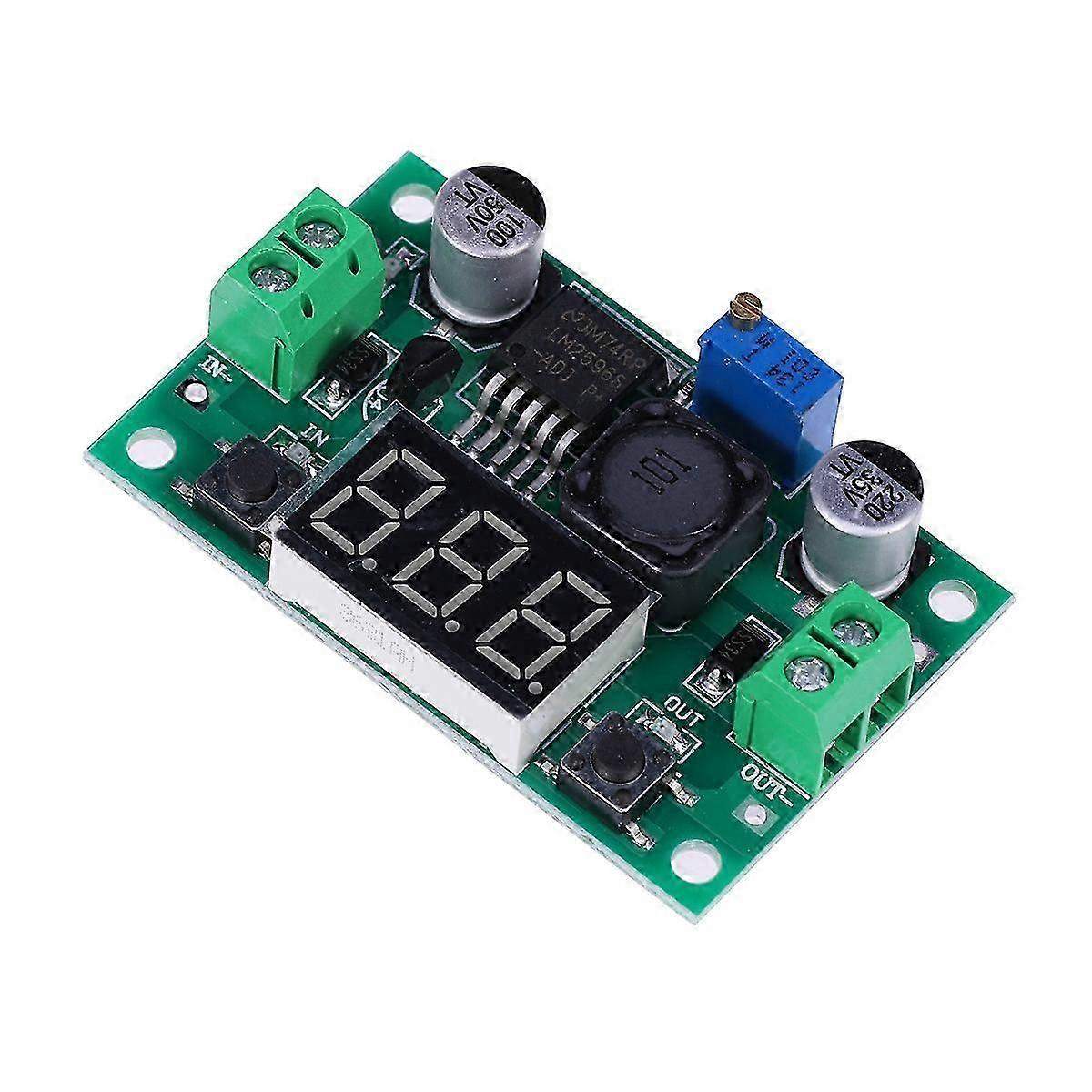 Adjustable Voltage Regulator Converter Module with LED Voltmeter, DC 1.25V-37V Step Down, 4-40V Input, 2A Output, 2Pcs