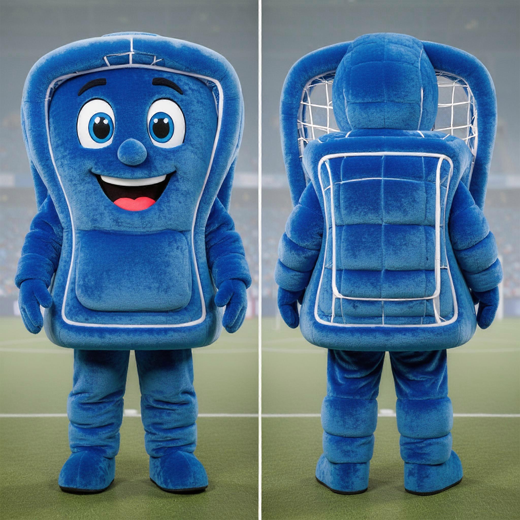 MASTICOT Vibrant Blue Rounded Soccer Goal Mascot