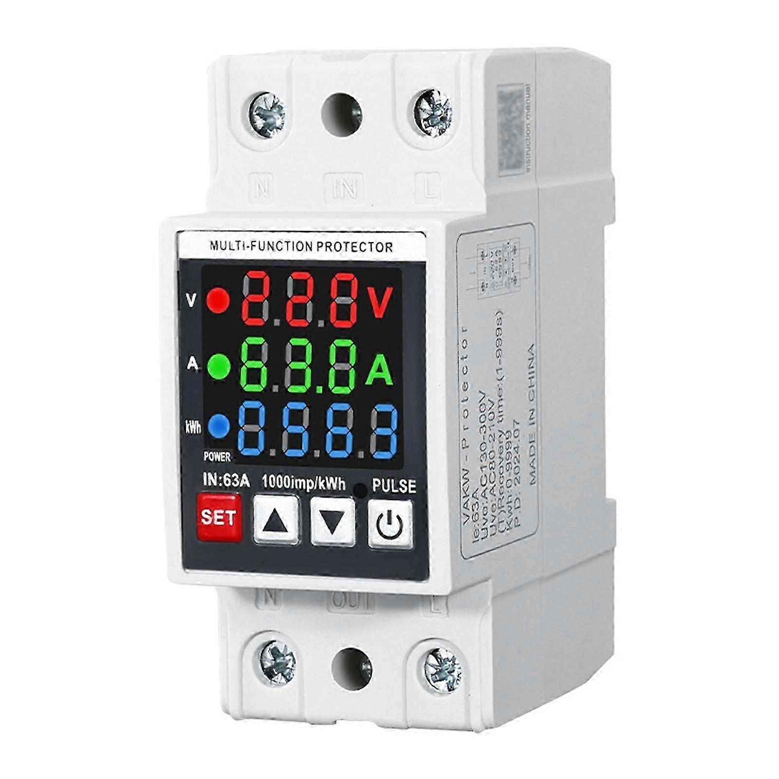 Multifunctional Overvoltage Protector with Voltages Current Display 3 Display Voltages Protector compatible with Home & Office Safety