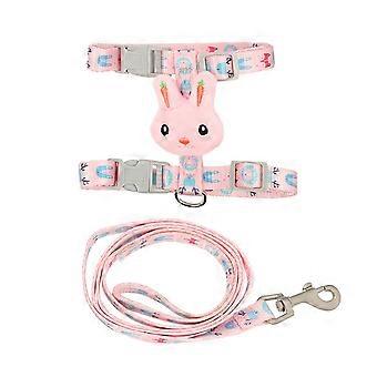 Katzengeschirr-Leine mit Hasenmotiv, Nylon-Zugseil, rosa, 1,5 cm