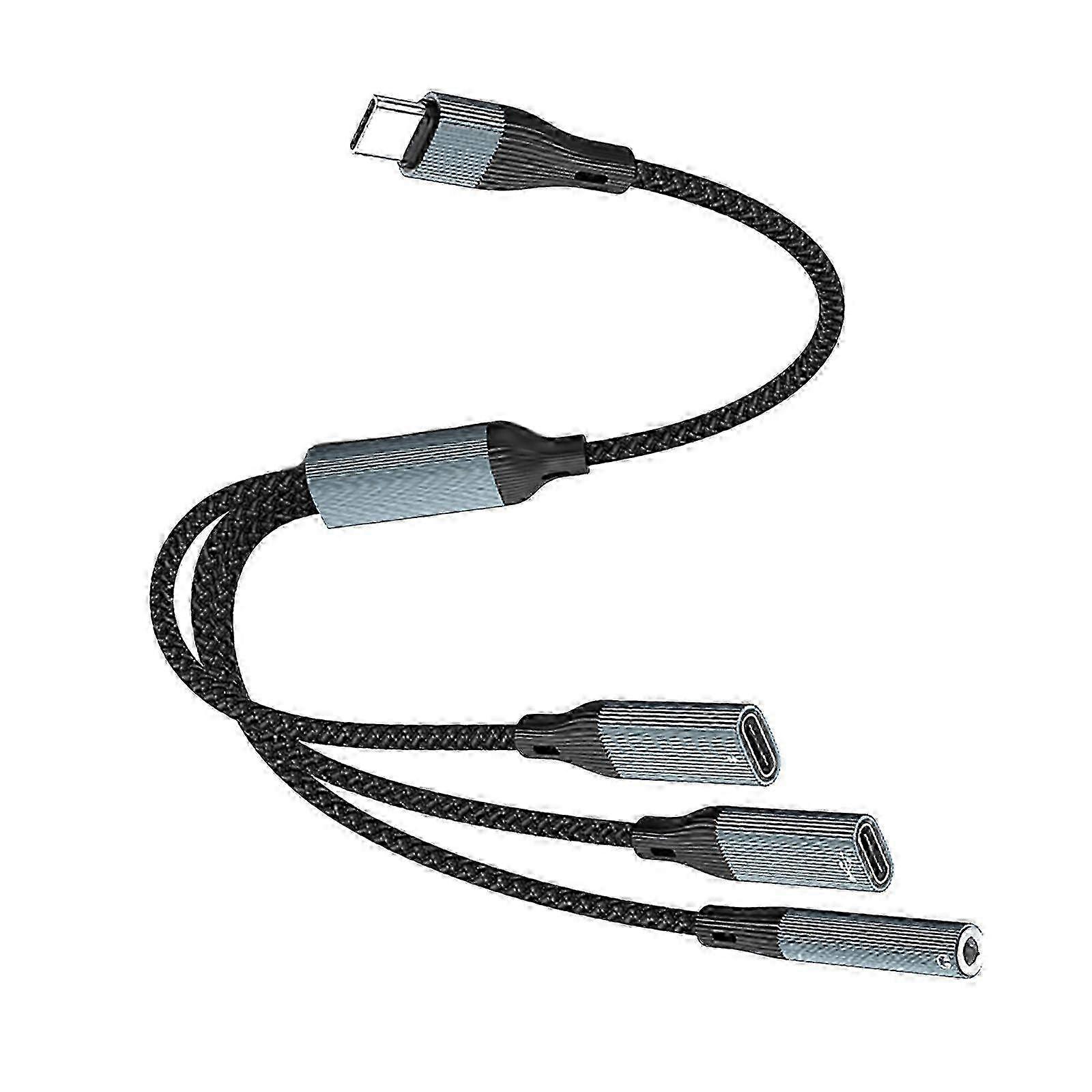 USB-C 3-in-1 Nylon Adapter Cable 60W