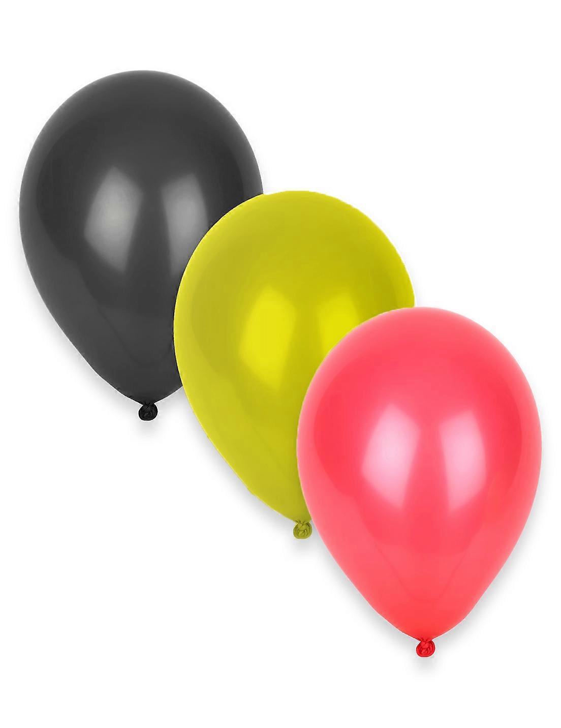 100 Ballons noir jaune rouge 30 cm