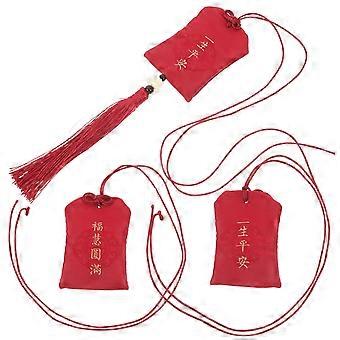 Red Fabric Empty Charm Bag for Protection 3Pcs Portable Scented Pouch