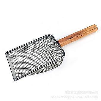 Stainless Steel Cat Litter Scoop, Rutin Chicken Pet Poop Scoop, Reptile Scoop, Cat and Dog Poop Scoop, Beach Scoop, Large Size, Wooden Handle_Cat Li53