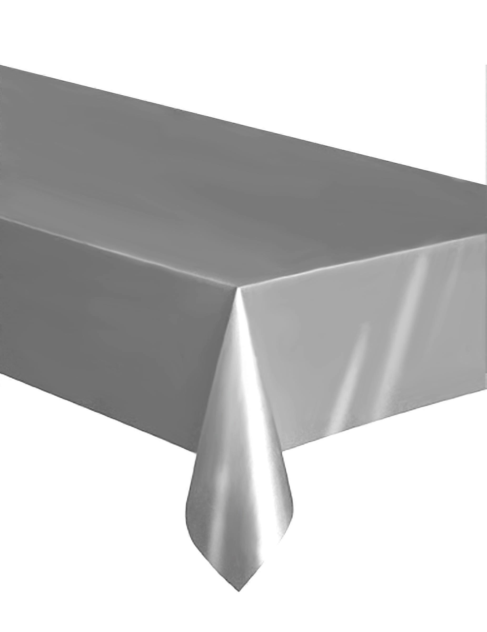 Rectangular silver plastic tablecloth 137 x 274 cm