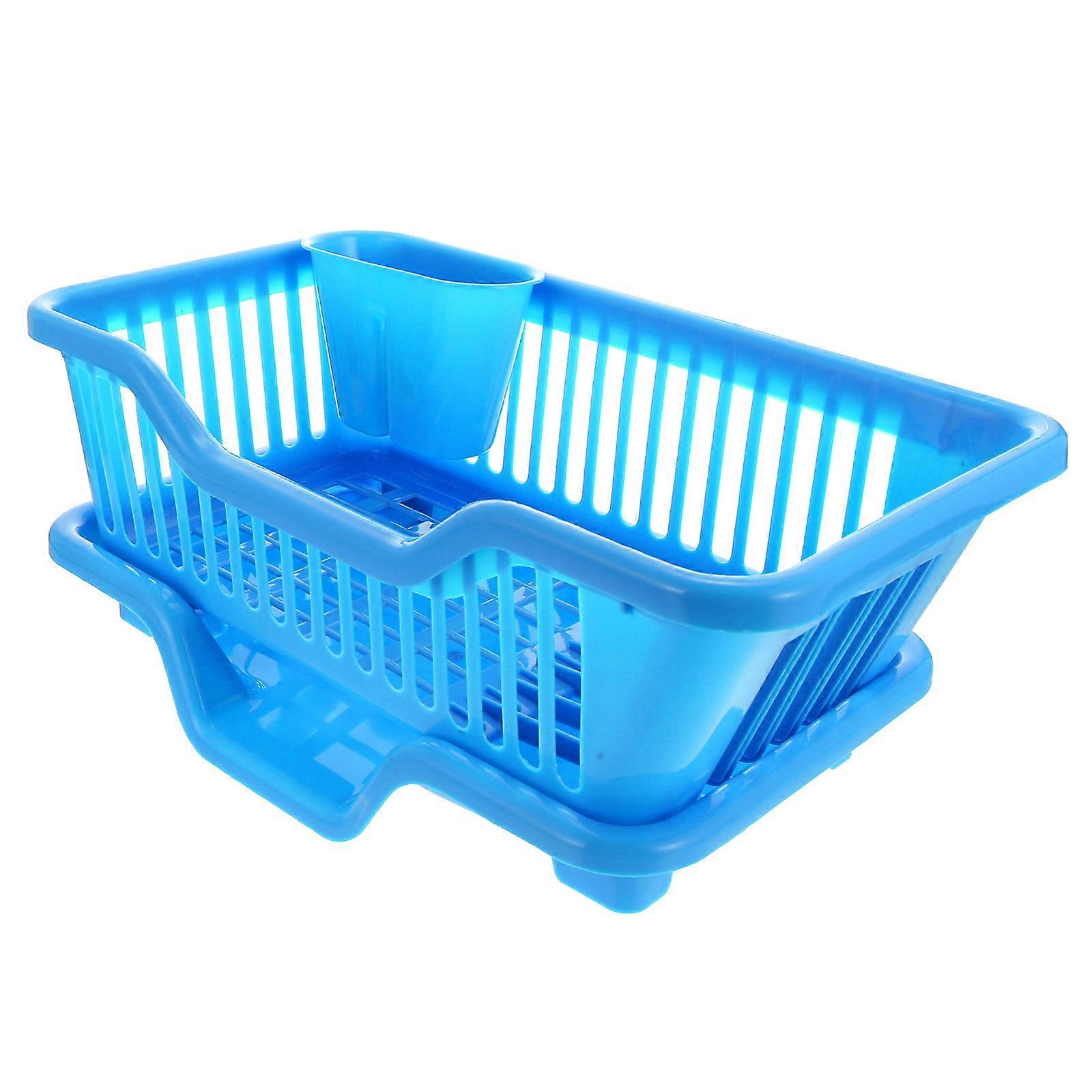 Scolapiatti da cucina in ABS blu per uso domestico, 1 set, pratico per riporre gli oggetti.
