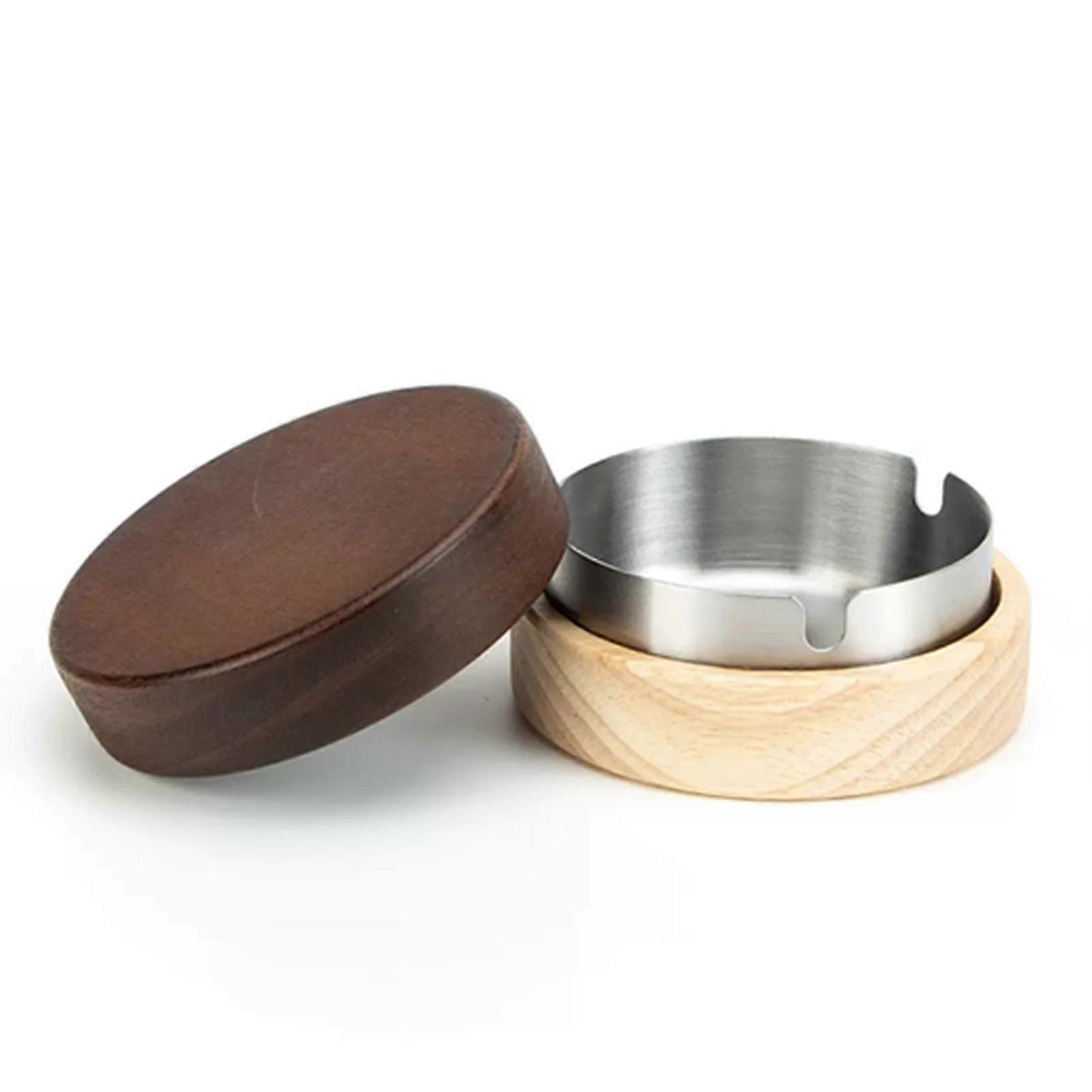 Stainless Lined Wooden Ashtray Windproof