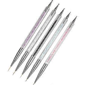 Pinceau à ongles réutilisable double embout (5 pièces)
