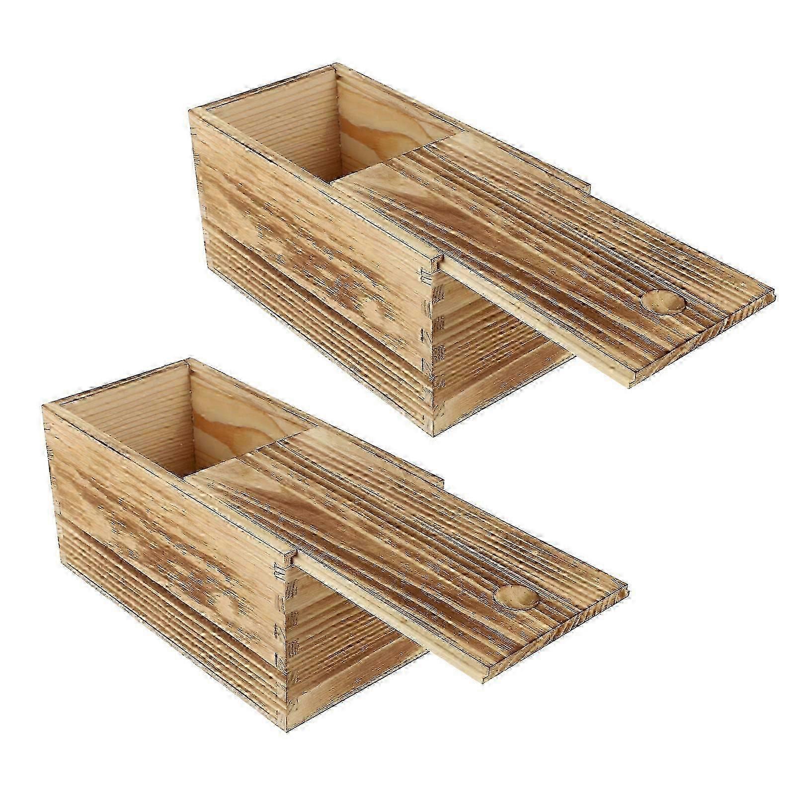 Brown, sturdy plastic sliding storage boxes with lids. 2 pieces.