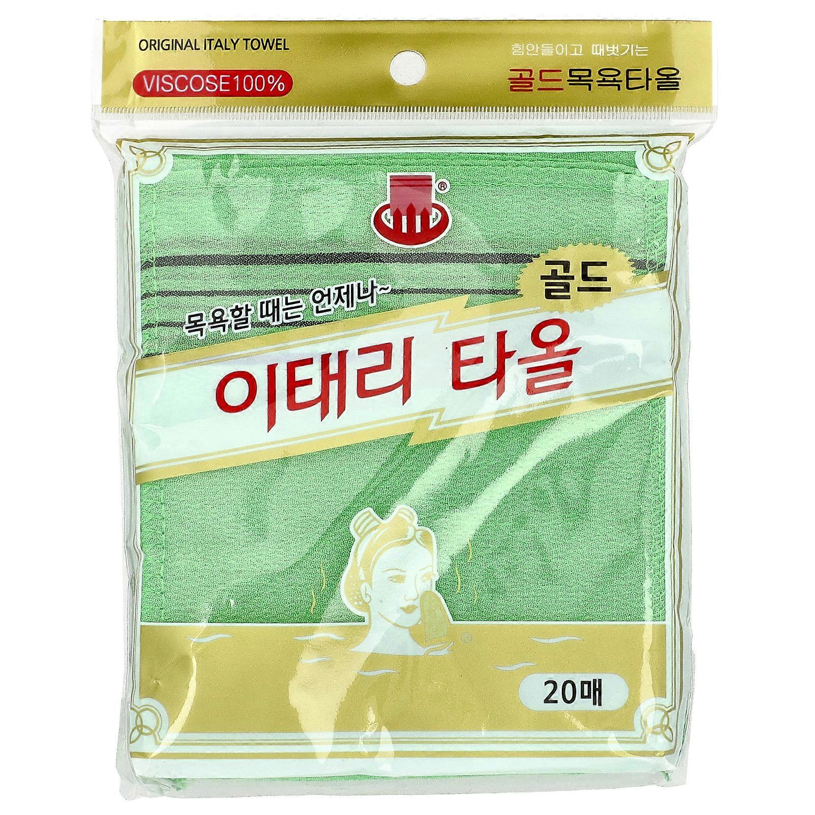 2 x Goldsangsa, Exfoliating Towel, Green, 20 Count