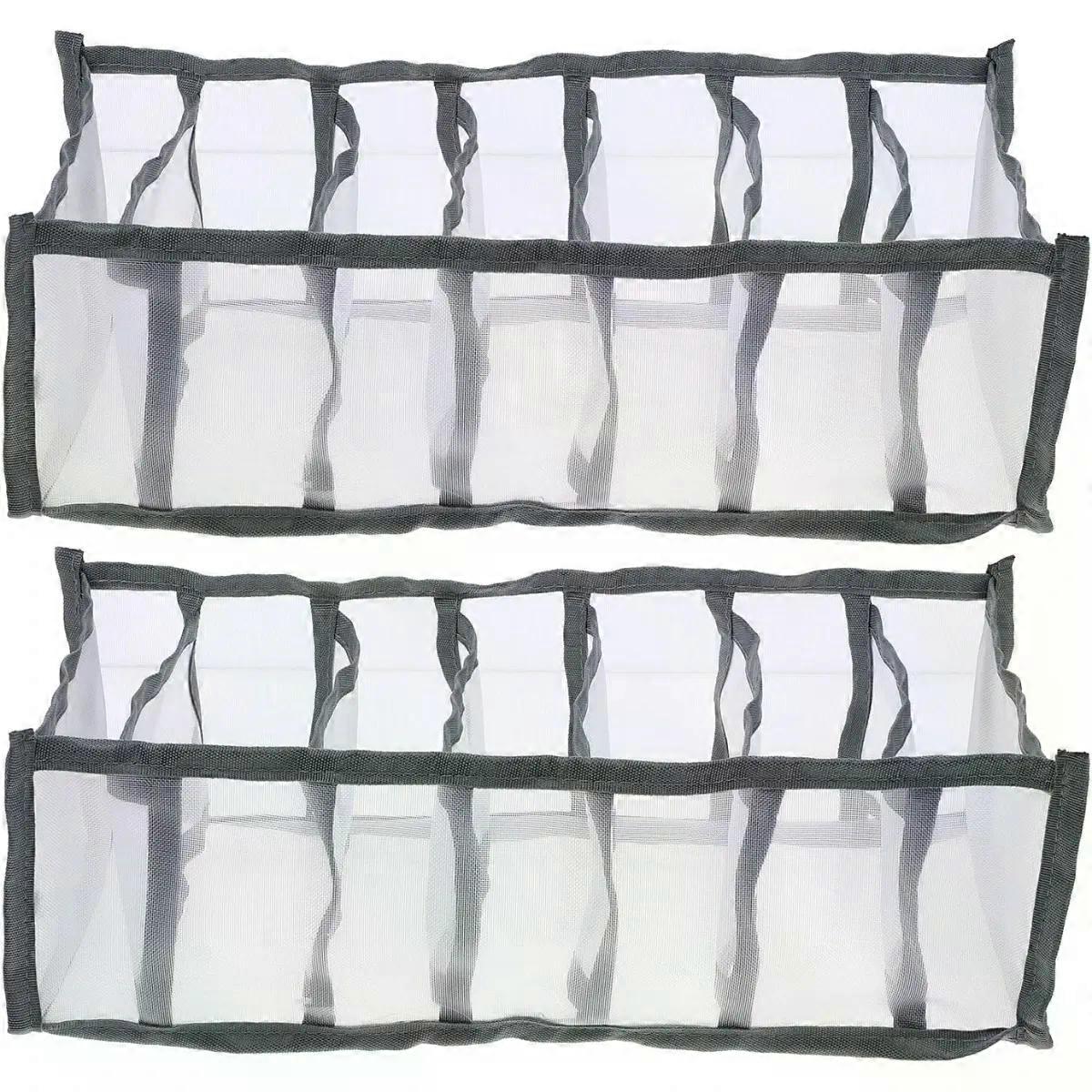 Drawer Organizer 2pcs Nylon Fabric 7 Grids Foldable