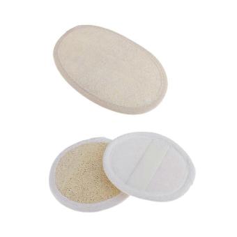 2pcs Round Loofah Sponge Face Wash Puff + 1pc Oval Scrubber Body Exfoliator