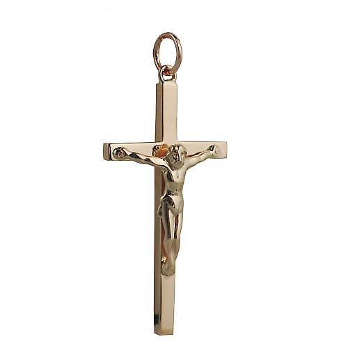 9ct Rose Gold 34x18mm solid block Crucifix Cross