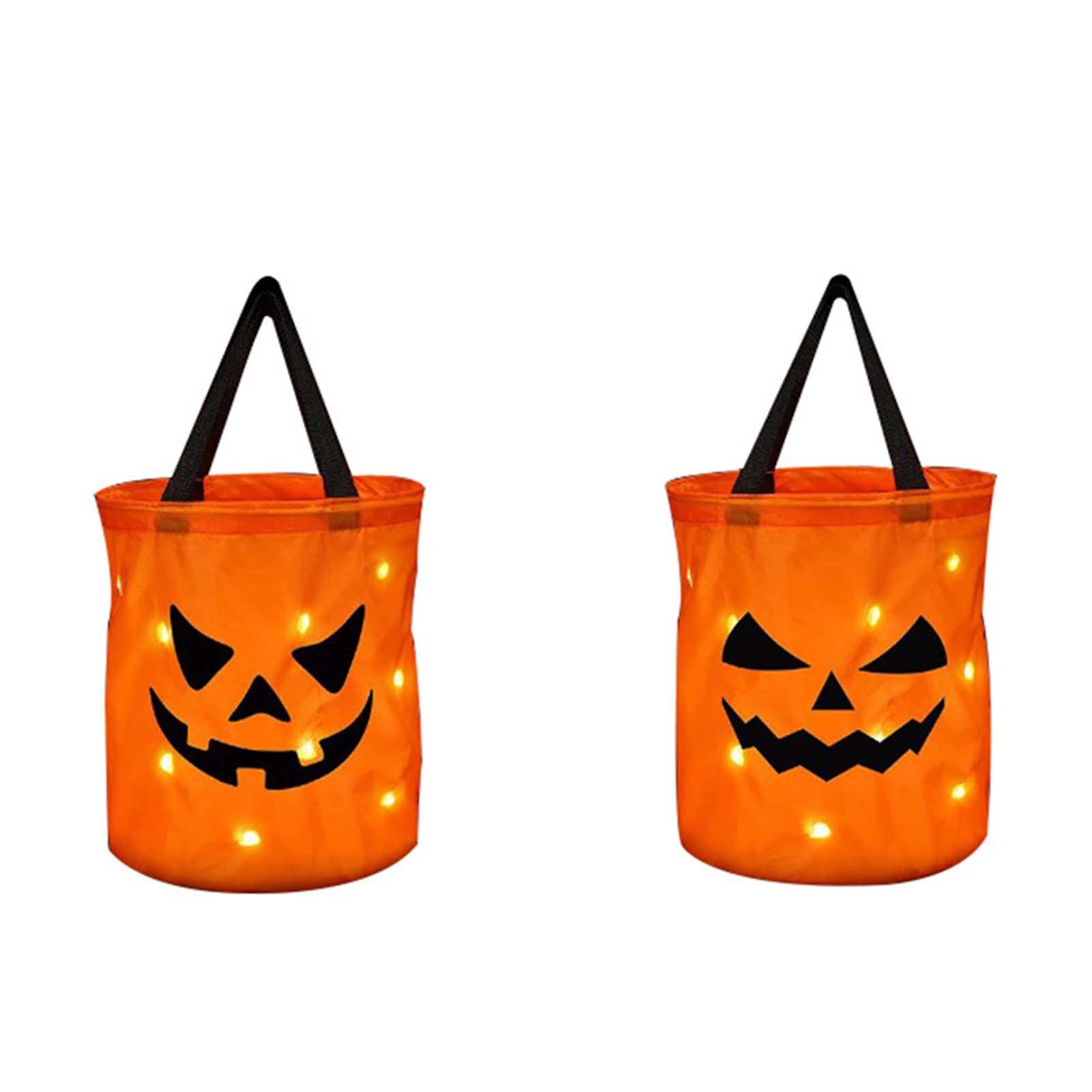 Halloween Illuminated Pumpkin Candy Pouches High Quality Polyester Durable Bag For Halloween Themed Party
