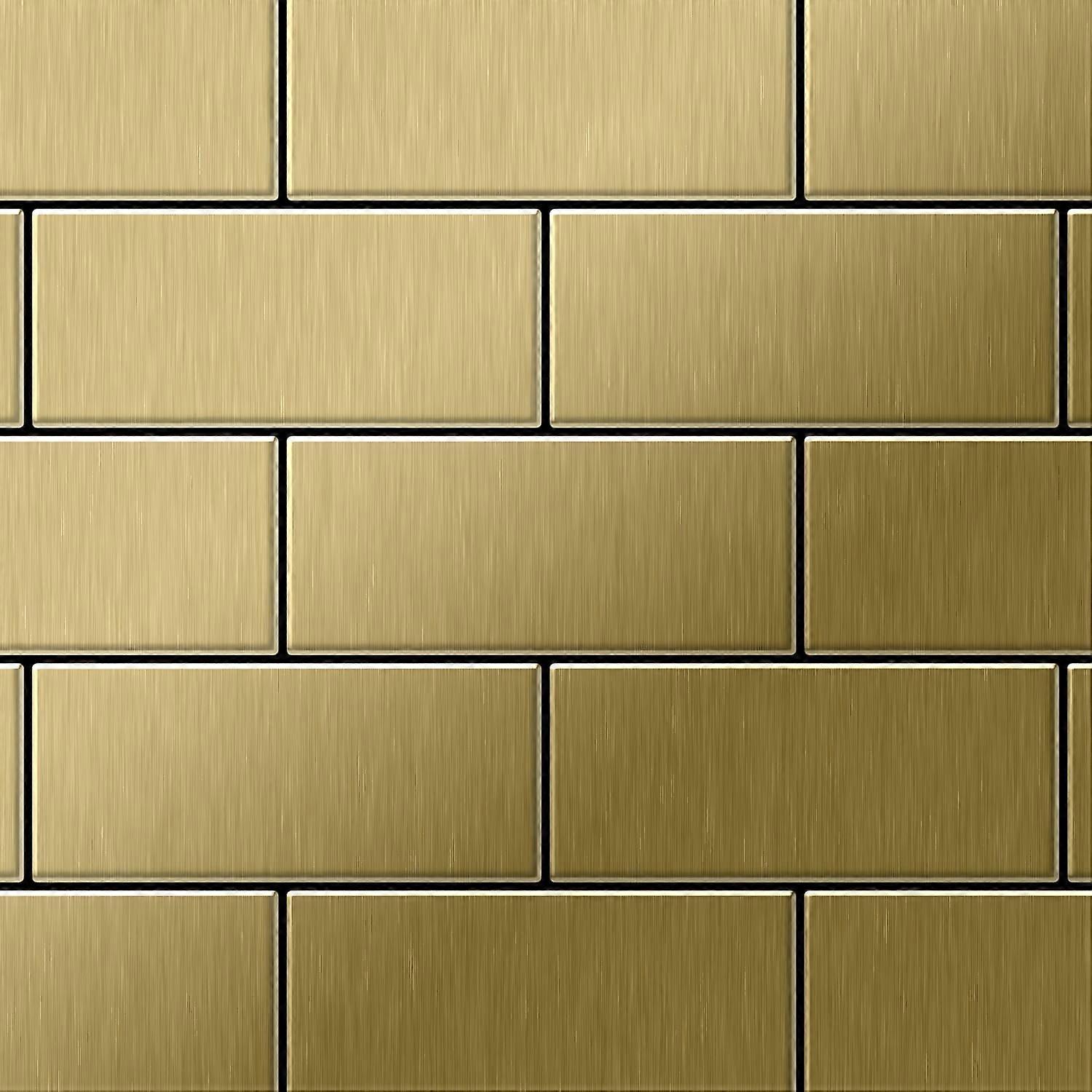Mosaïque métal massif Carrelage Titane brossé Gold doré Grosseur 1,6mm ALLOY Subway-Ti-GB 0,58 m2