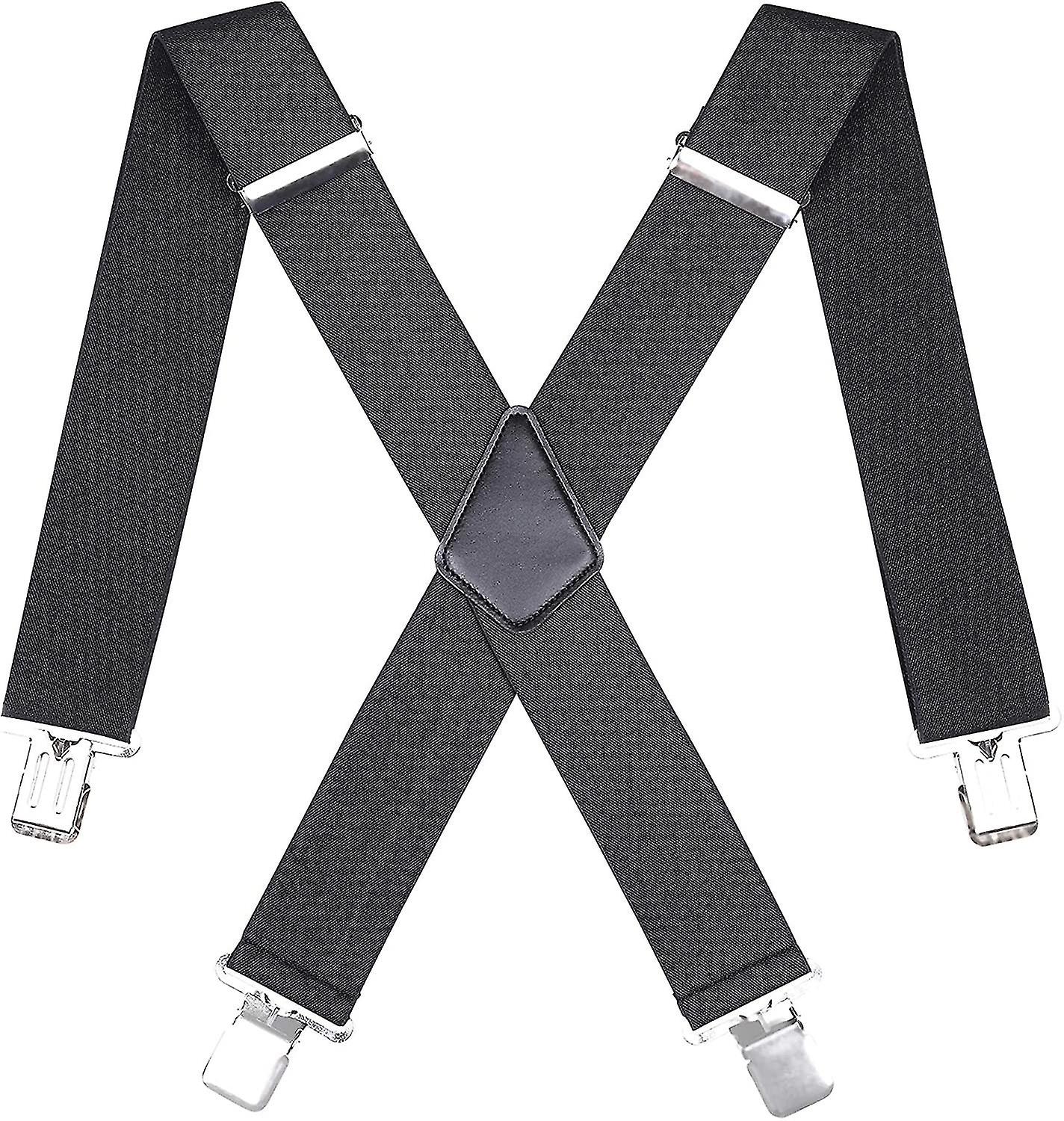 50mm Wide Men Trouser Braces - X Shape Adjustable Elasticated Heavy Duty