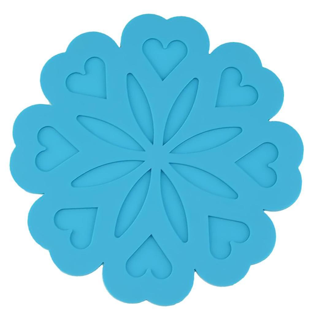 Flower Shaped Silicone Drink Coaster Pad Tabletop Protect Mug Accessory Indigo