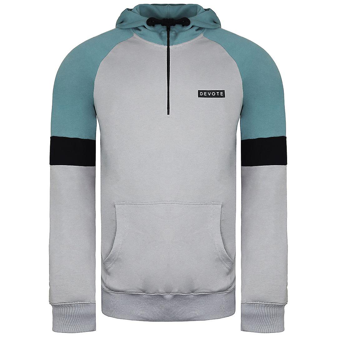 Devote London Long Sleeve Grey/Teale Pullover Mens Drew Hoodie 66D16QMUL GREY TE
