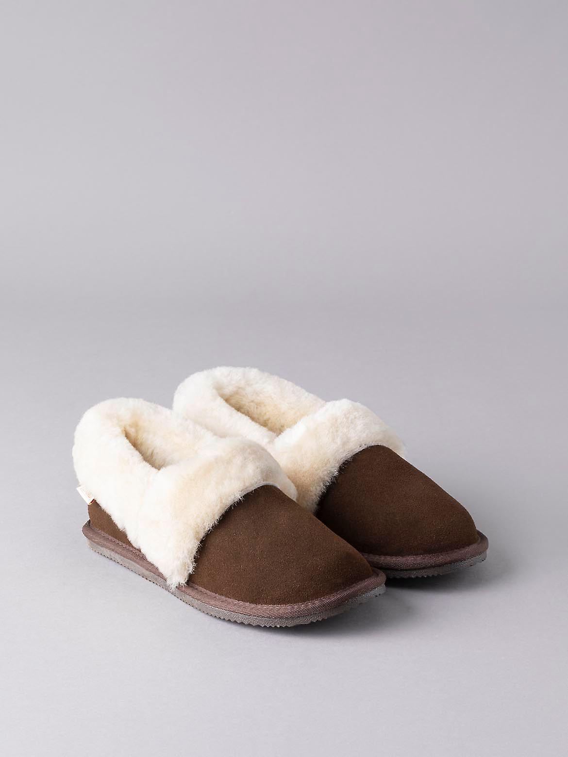 Ladies' Sheepskin Cuff Slippers in Brown
