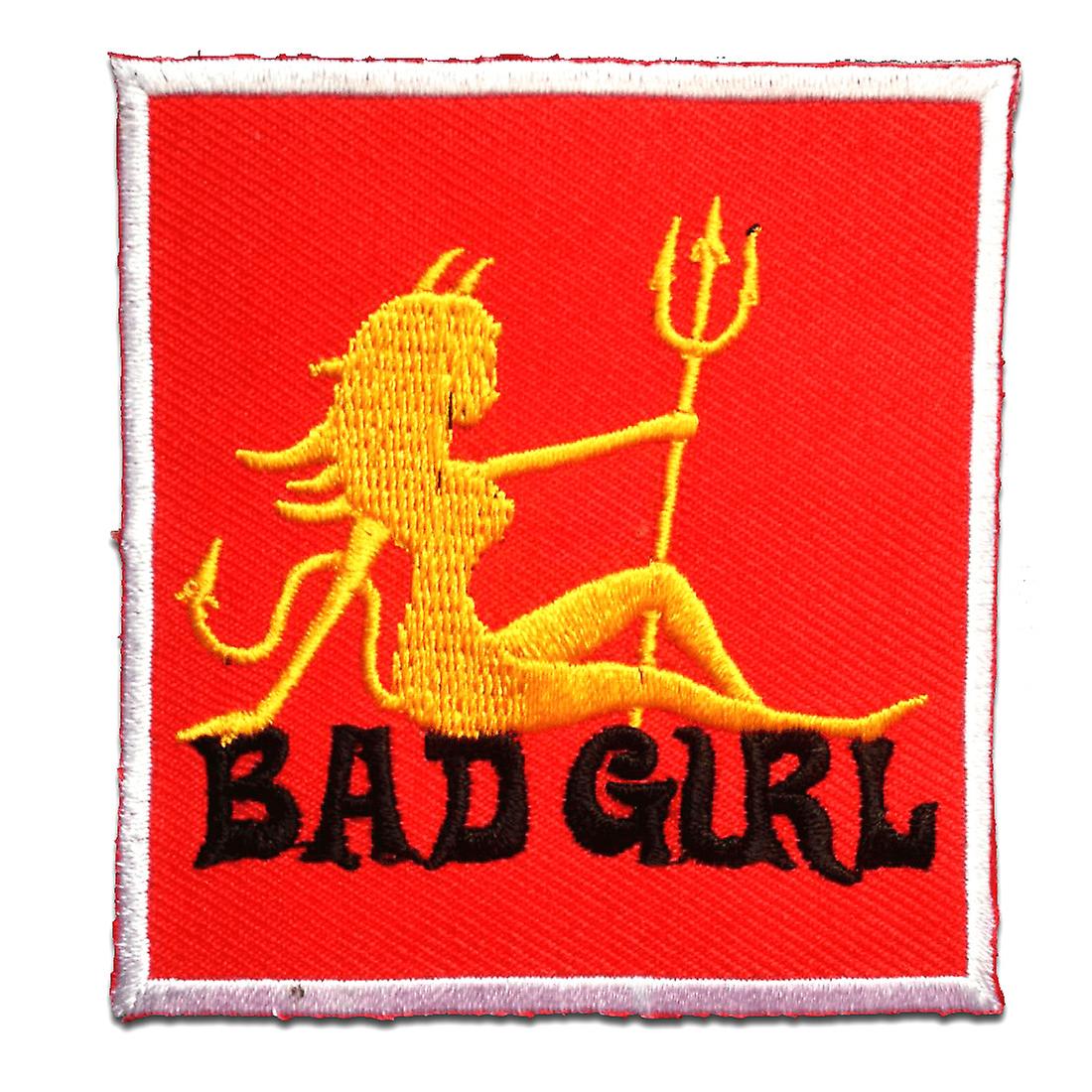Patch - BAD GIRL BIKER - red/yellow - 6.5 x 7 cm - Iron-on patch