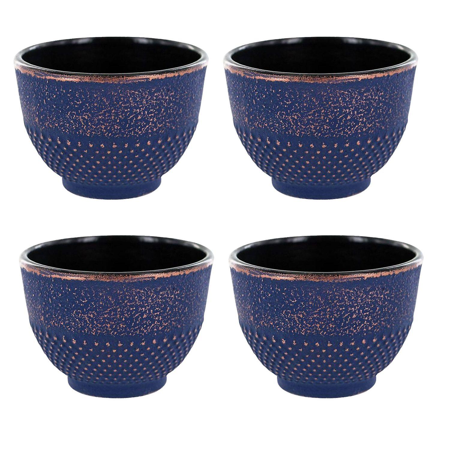 4 blue and bronze cast iron cups 0.15 L