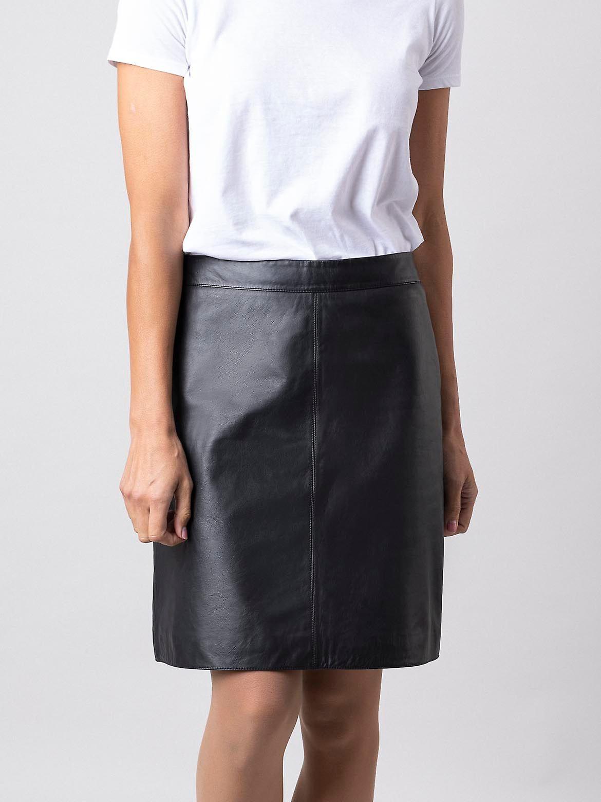 Leather A-Line Skirt in Black