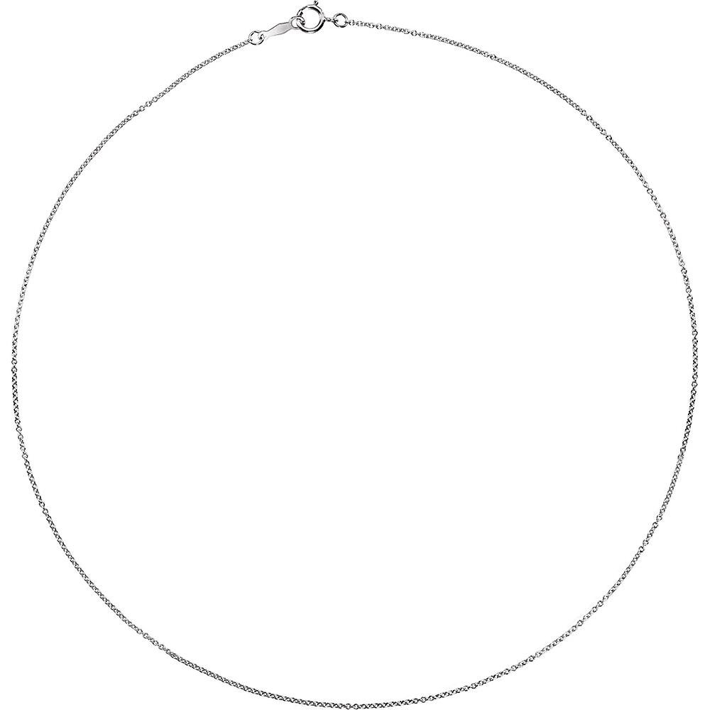 Pulseira de ouro branco 14k com corrente polida de 1mm e 18cm (7 polegadas) com fecho de argola, para mulheres e homens.