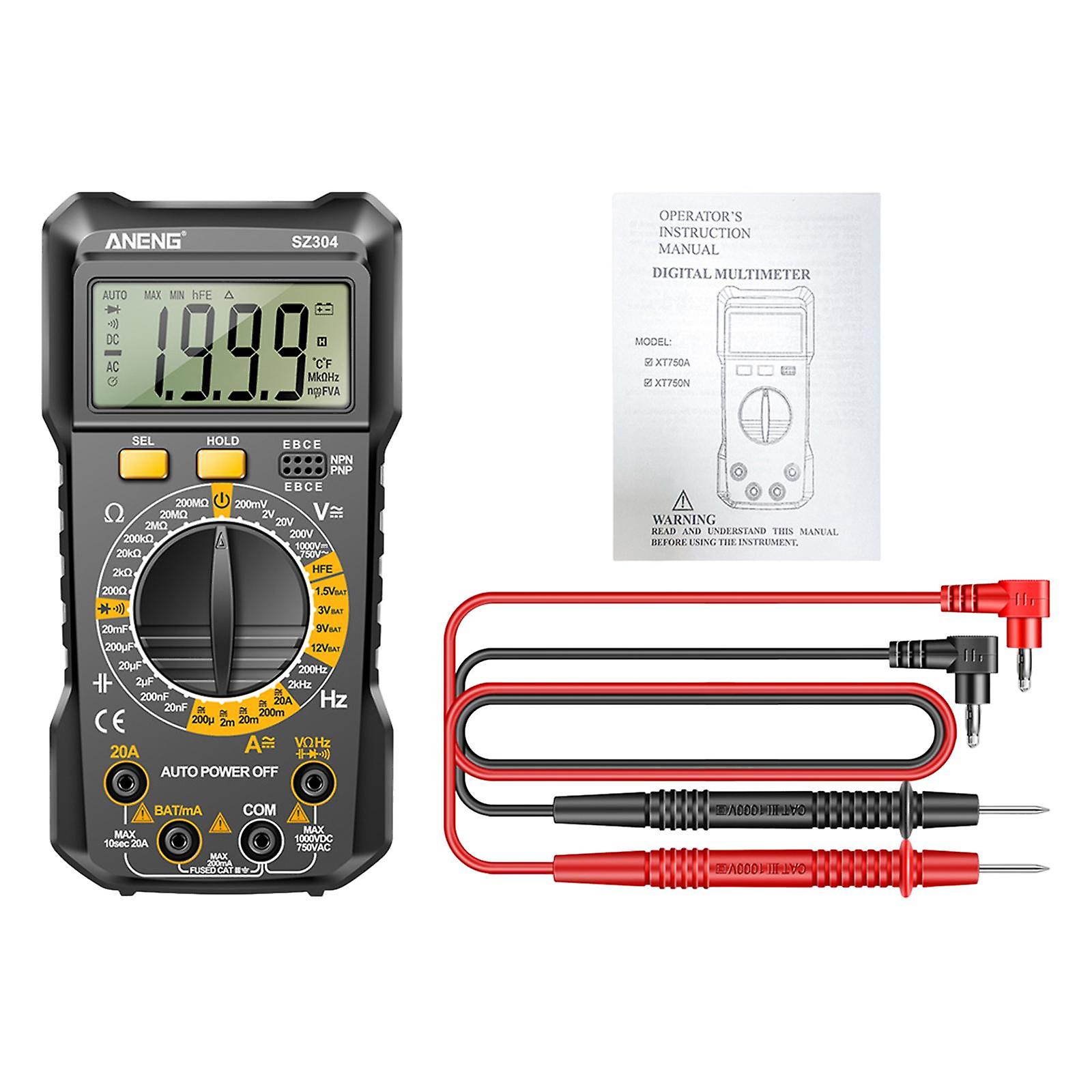 Digital Multimeter True RMS Continuity Capacitance Pocket Voltage Meter Tool Black