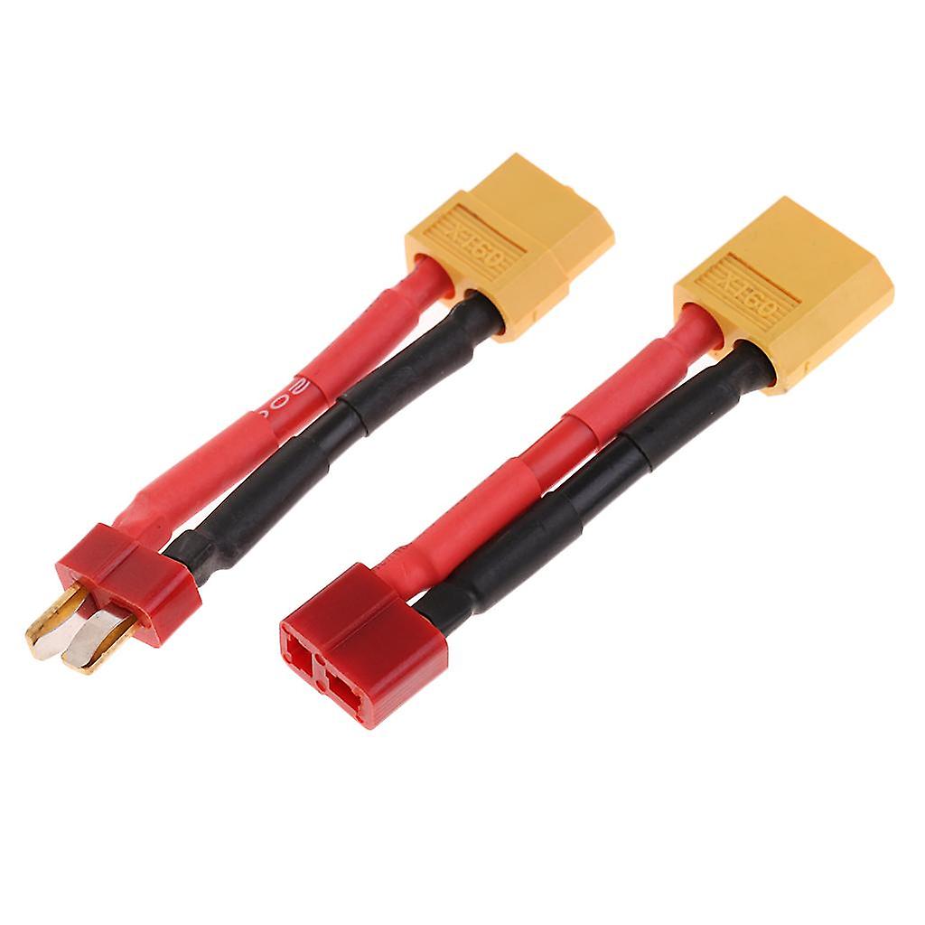 Pair of XT60 to T Connector Male/Female Adapter for RC Lipo Battery 14AWG