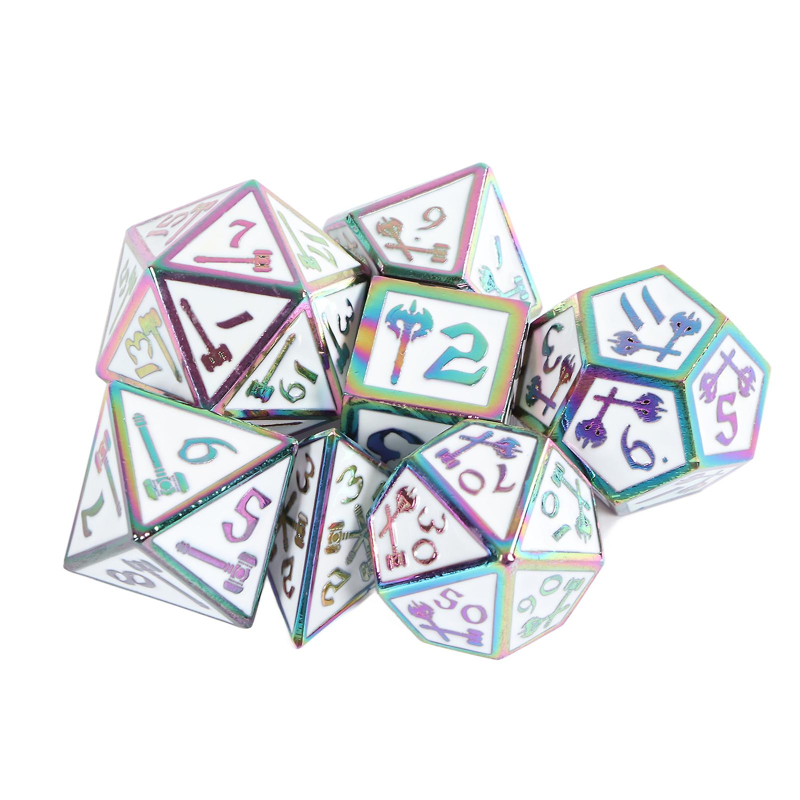 7-Piece Metallic Polyhedral Dice Set with Silver Numbers for RPGs and Education