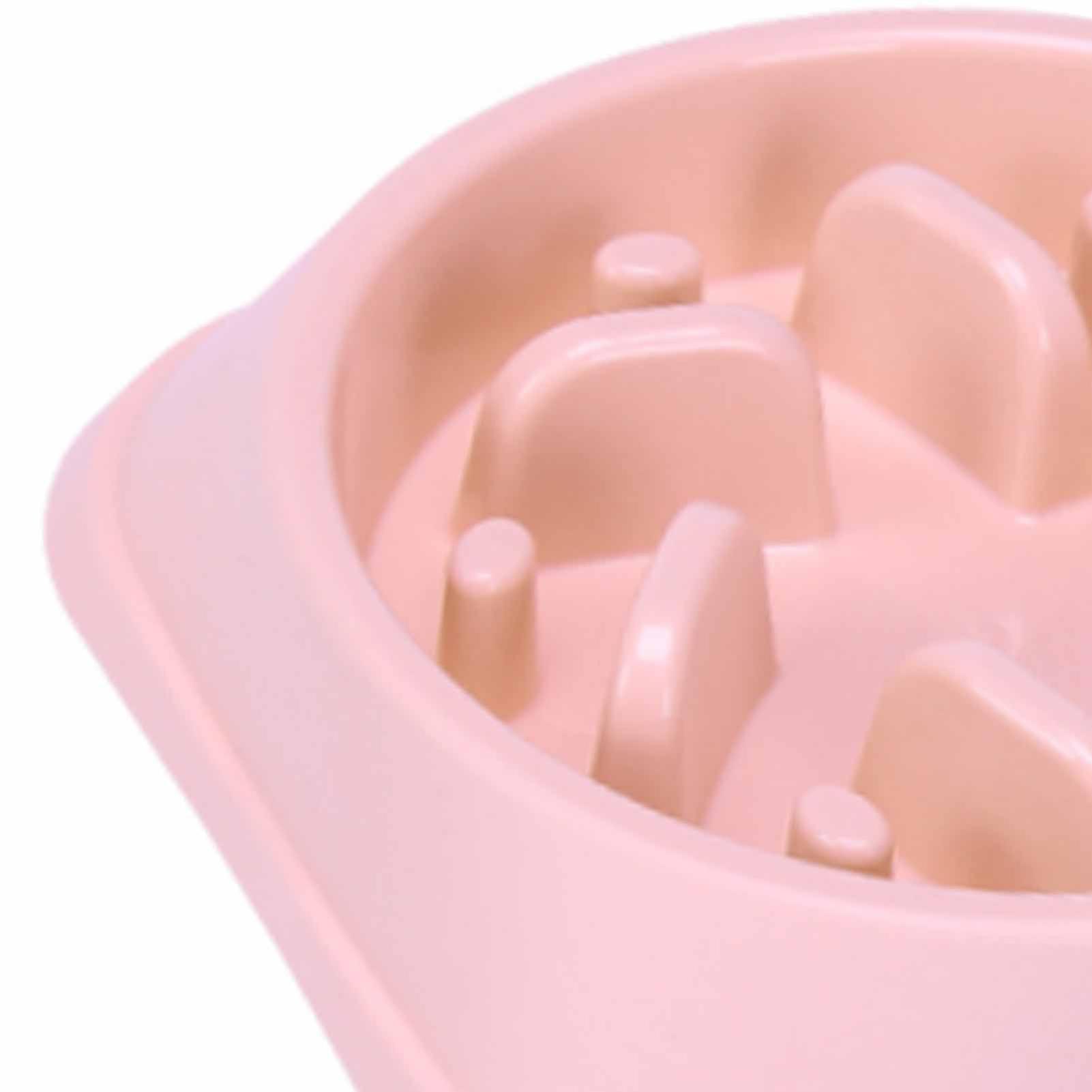 وعاء تغذية البطيء يمنع الانزلاق والانسكاب يعزز الهضم وحدة تغذية بطيئة للحيوانات الأليفة للقطط 007 وردي فاتح 