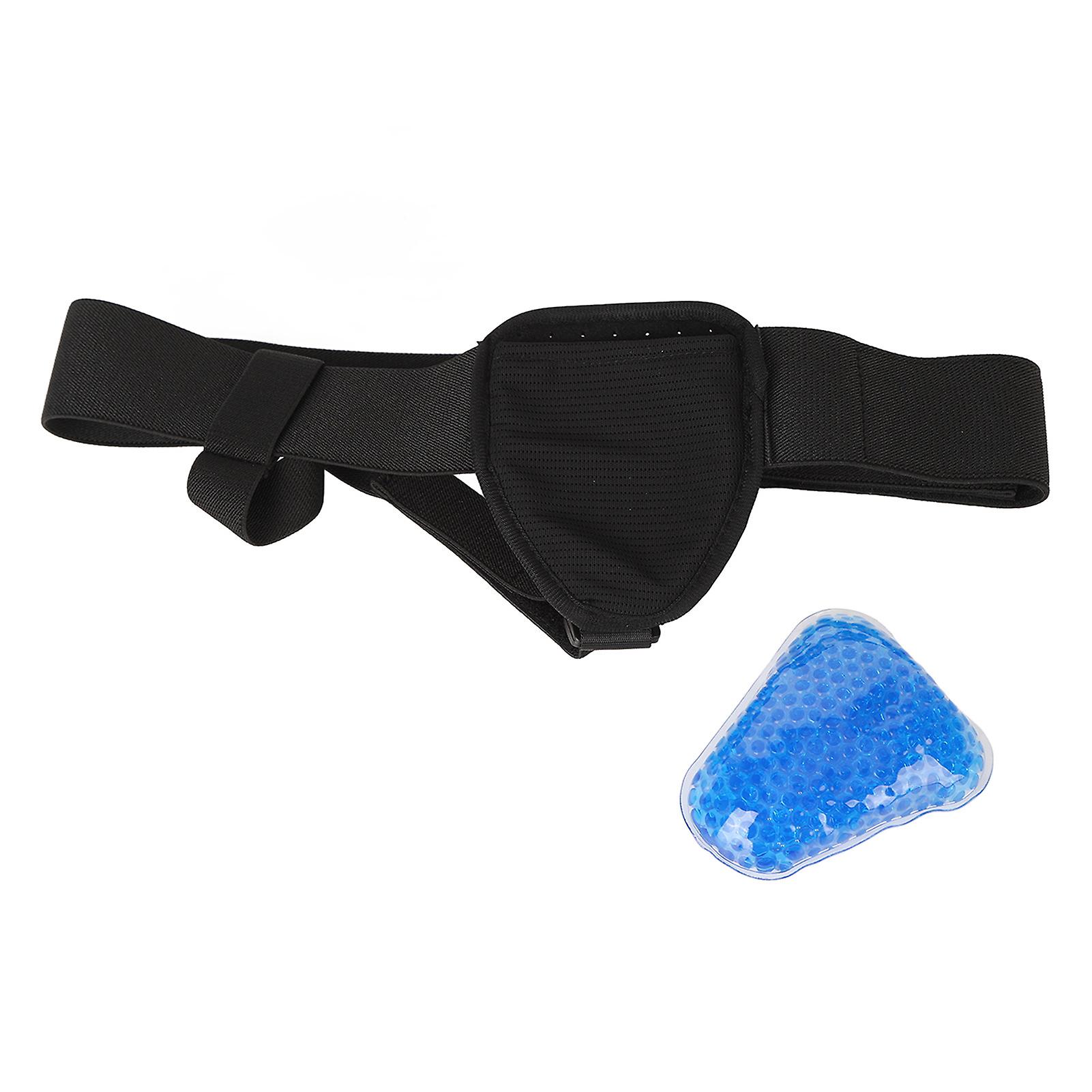 Inguinal Hernia Belt Adjustable Black PVC Gel Bag Soft Foam Hernia Support Belt for Postoperative Rehabilitation