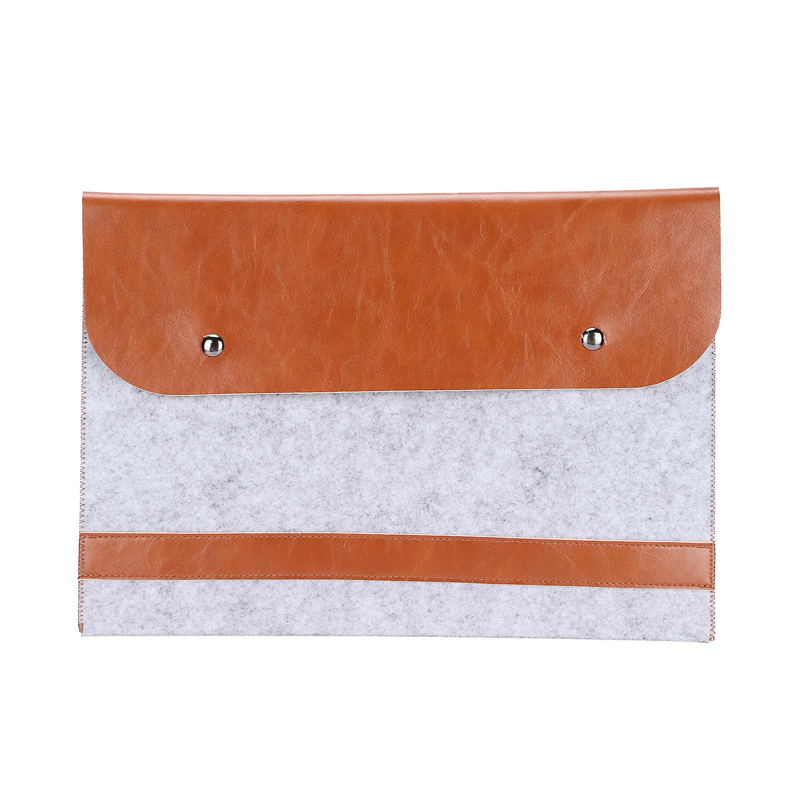 Brown Double-Layer Flip Laptop Sleeve - Microfiber Protective Case for MacBook Pro