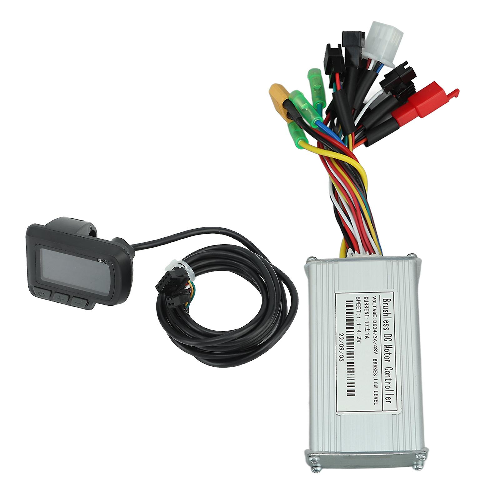 Electric Bike Motor Controller Sine Wave 24V 36V 48V 250W‑350W 17A with EN06 LCD Meter Kit Set 